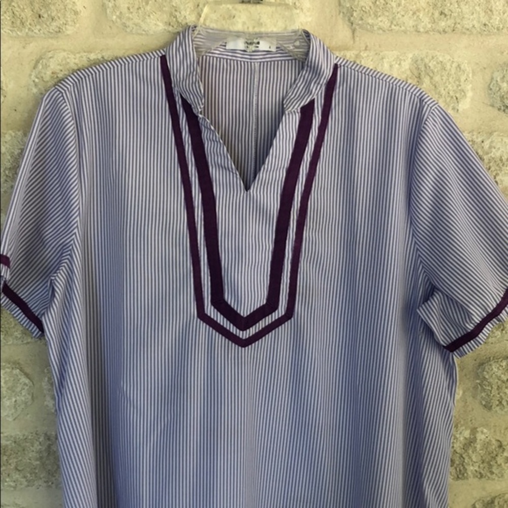 Poseca Housedress Purple Stripe Nap Dress L - image 3